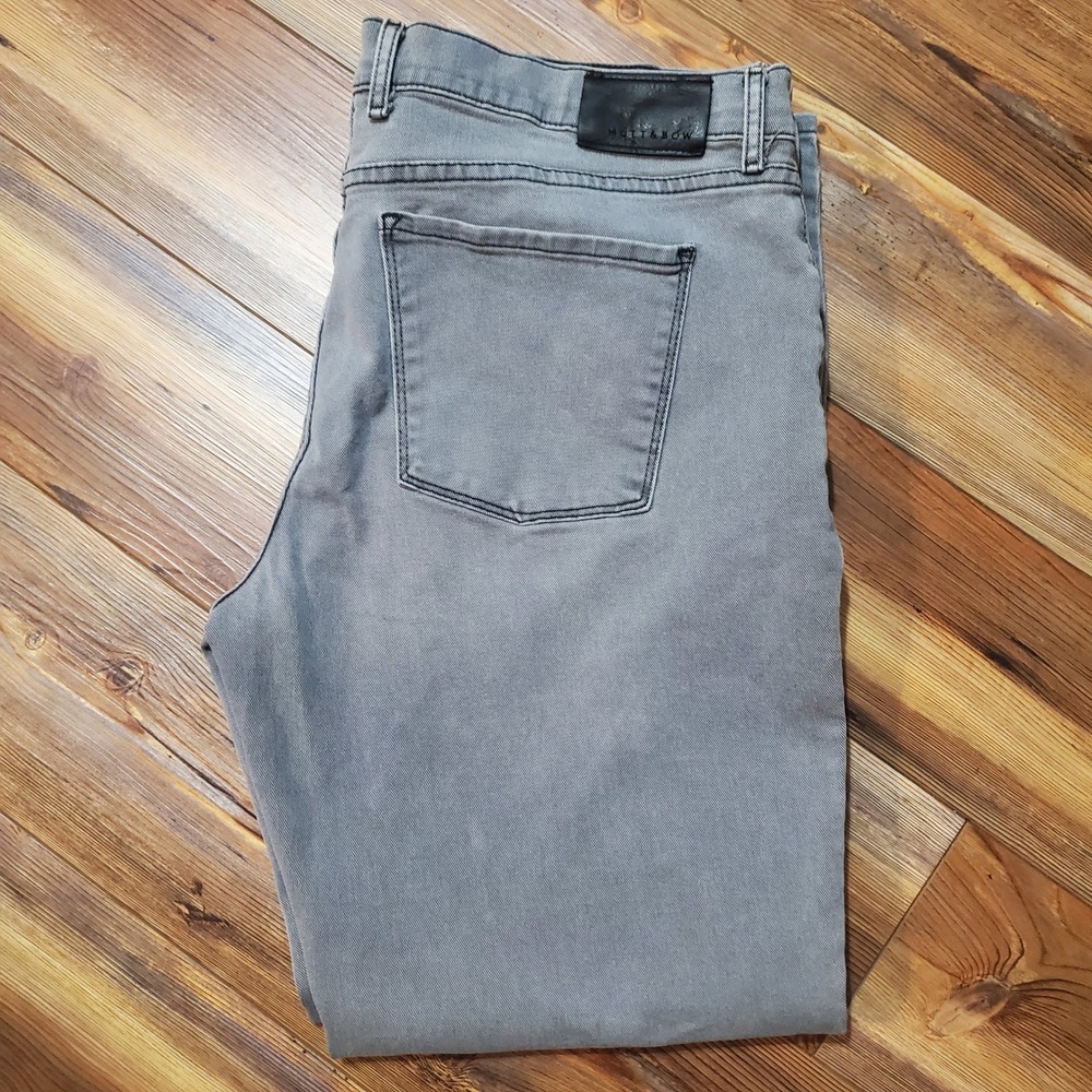 Mott & Bow Mens Straight Leg Jeans Gray Stone Wash 40x32 Stretch Denim Pants - Picture 8 of 10